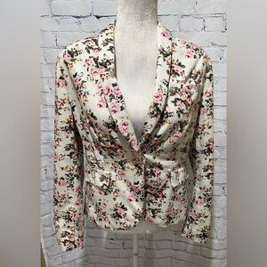 Yessica Elegant Floral Single Button Womens Blazer Size 40
